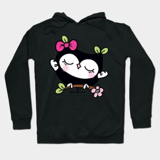 cute kawaii owl art on the tree branch Hoodie